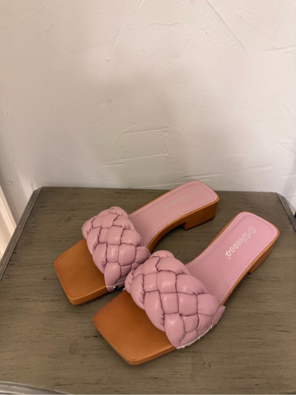 Woven Slide Sandals in Lavender